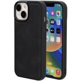 Mobiparts Classic Coque iPhone 14 MagSafe Coque arrière en TPU,Similicuir - Graphite Black