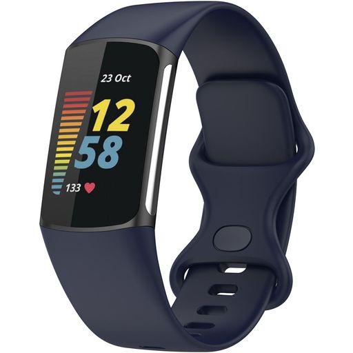 Mobigear Sport Dual Bracelet Silicone Fitbit Charge 5 Fermeture à clou et passant - Dark Blue
