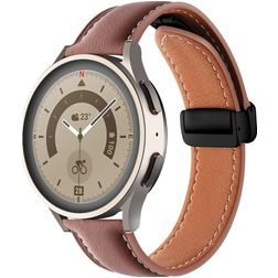 Mobigear Stitched Bracelet Cuir Smartwatch Fermeture magnétique - Connexion universelle de 22 mm - Marron