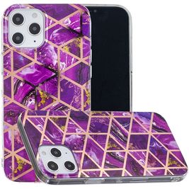 Mobigear Marble Coque iPhone 12 Coque arrière en TPU Souple - Violet