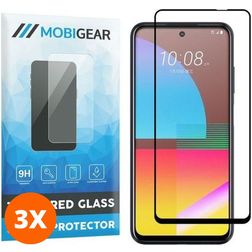 Mobigear Premium HTC Desire 21 Pro Verre trempé Protection d'écran - Compatible Coque - Noir (Lot de 3)