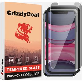 GrizzlyCoat Easy Fit AntiSpy iPhone XR Verre trempé Protection d'écran Confidentialité - Compatible Coque + Cadre d'installation