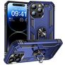 Mobigear Armor Ring Coque iPhone 16 Pro Coque arrière Rigide Anti-Chocs avec Anneau-Support - Bleu