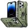 Mobigear Armor Ring Coque iPhone 14 Pro Max Coque arrière Rigide Anti-Chocs avec Anneau-Support - Vert