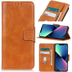 Mobigear Classy Housse iPhone 14 Plus Etui Porte-Monnaie - Cognac