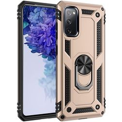 Mobigear Armor Ring Samsung Galaxy S20 FE Plastique rigide Coque arrière Antichoc avec bague de maintien - Or