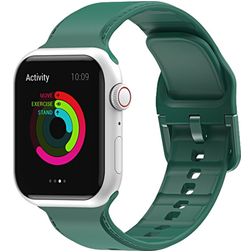 Mobigear Dashed Bracelet Silicone pour Apple Watch Fermeture boucle ardillon - 49/46/45/44 mm - Vert