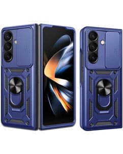 Mobigear Armor Ring Cam Slide Coque Samsung Galaxy Z Fold 8 Ultra Coque arrière Rigide Anti-Chocs avec Anneau-Support et Protecteur Lentilles - Bleu