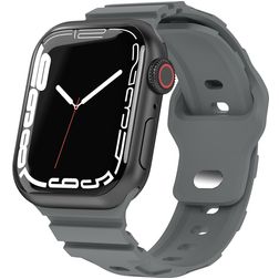 Mobigear Sport Armor Bracelet Silicone Apple Watch Fermeture à clou et passant - 49/46/45/44 mm - Gris