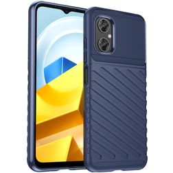 Mobigear Groove Coque POCO M5 Coque arrière en TPU Souple - Bleu