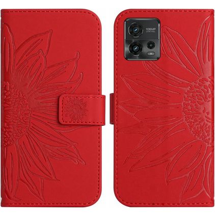 Mobigear Sunflower Motorola Moto G72 Étui Portefeuille - Rouge