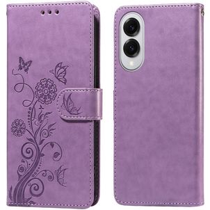 Mobigear Flowers Housse Samsung Galaxy S25 Edge Etui Porte-Monnaie - Violet