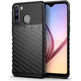 Mobigear Groove Coque Samsung Galaxy A21 Coque arrière en TPU Souple - Noir