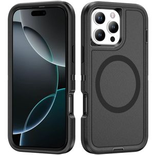 Mobigear Rugged Mag Coque iPhone 16 Pro Max MagSafe Coque arrière Rigide Anti-Chocs - Noir