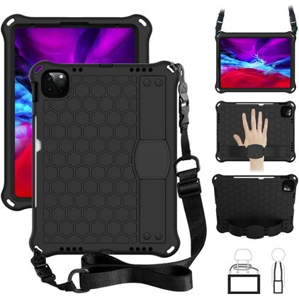 Mobigear Ruggedized Coque iPad 10 (2022) Coque arrière en EVA + Porte-crayon + Bandoulière + Support Amovible - Noir