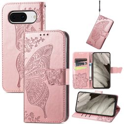 Mobigear Butterfly Housse Google Pixel 8 Etui Porte-Monnaie - Rose doré
