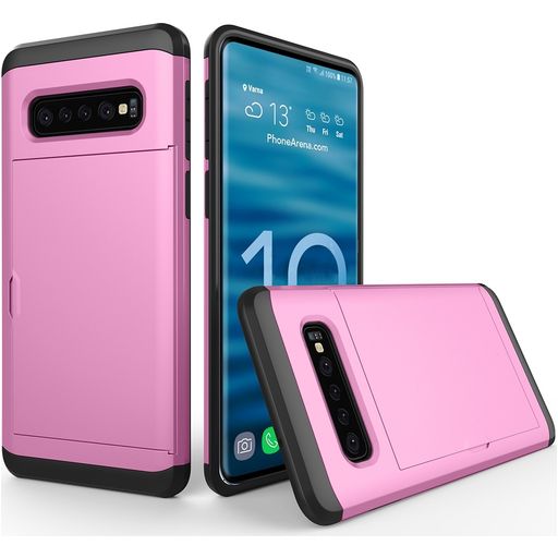 Mobigear Card Coque Samsung Galaxy S10 Coque arrière Rigide Anti-Chocs avec Porte-Cartes - Rose