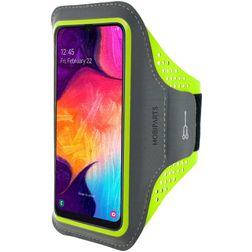 Mobiparts Comfort Fit Brassard Téléphone Samsung Galaxy A50 Brassard Coque de Sport en Neoprène - Neon Green