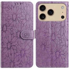 Mobigear Flowers Housse iPhone 17 Pro Max Etui Porte-Monnaie - Violet