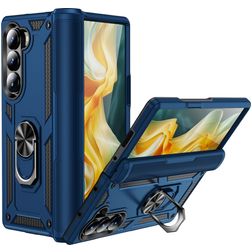 Mobigear Armor Ring Samsung Galaxy Z Fold 6 Plastique rigide Coque arrière Antichoc avec bague de maintien - Bleu marine