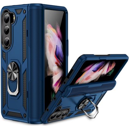 Mobigear Armor Ring Coque Samsung Galaxy Z Fold 5 Coque arrière Rigide Anti-Chocs avec Anneau-Support - Bleu