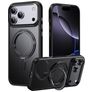 Mobigear Frosted Mag Coque iPhone 17 Pro Max MagSafe Coque arrière Rigide avec Support Amovible - Noir
