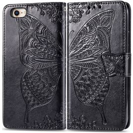 Mobigear Butterfly Housse iPhone SE (2020) Etui Porte-Monnaie - Noir