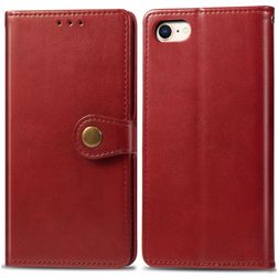 Mobigear Snap Button Housse iPhone SE (2022) Etui Porte-Monnaie - Rouge