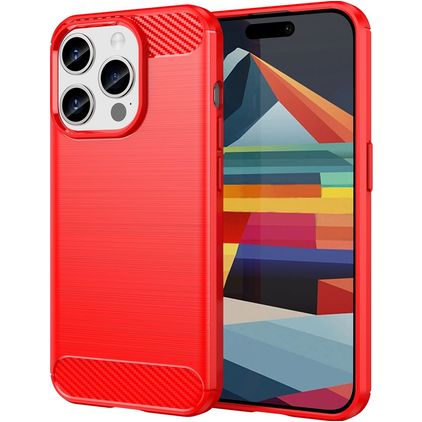 Mobigear Brushed Slim Coque iPhone 15 Pro Coque arrière en TPU Souple - Rouge