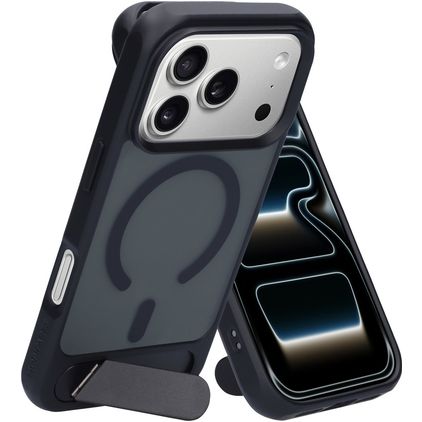 Mobiparts Hardcover Coque iPhone 17 Pro MagSafe Coque arrière Rigide avec Support Amovible - Satin Black