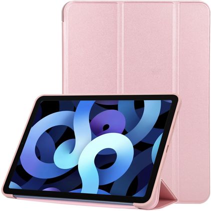 Mobigear Tri-Fold Gel Coque iPad Air 5 (2022) Etui en TPU,Similicuir - Rose doré