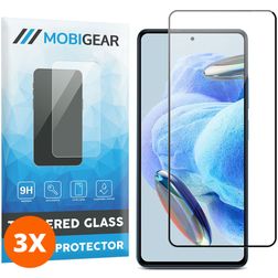 Mobigear Premium Xiaomi Redmi Note 12 Pro 5G Verre trempé Protection d'écran - Compatible Coque - Noir (Lot de 3)