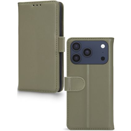 Mobilize Wallet Housse iPhone 17 Pro Max Etui en Cuir Véritable Porte-Monnaie - Vert