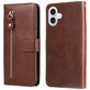 Mobigear Zipper Housse iPhone 17 Etui Porte-Monnaie - Marron