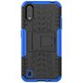 Mobigear Tire Coque Samsung Galaxy A01 Coque arrière Rigide Anti-Chocs avec Support Amovible - Noir / Bleu