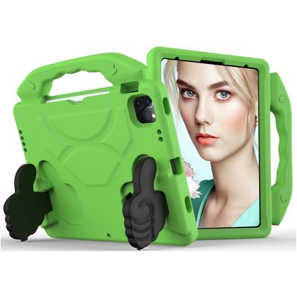 Mobigear Thumbs Up Coque iPad Air 4 (2020) Coque de tablette pour enfants avec Poignée Enfants en EVA - Vert