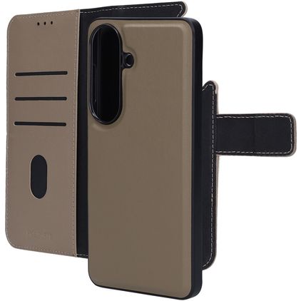 Mobiparts Samsung Galaxy S26 Coque Cuir véritable Étui 2en1 avec coque amovible Portefeuille - Taupe