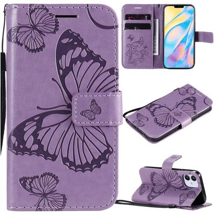 Mobigear Butterfly Housse iPhone 12 Mini Etui Porte-Monnaie - Violet