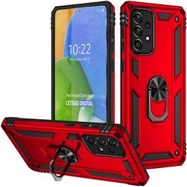 Mobigear Armor Ring Coque Samsung Galaxy A73 Coque arrière Rigide Anti-Chocs avec Anneau-Support - Rouge