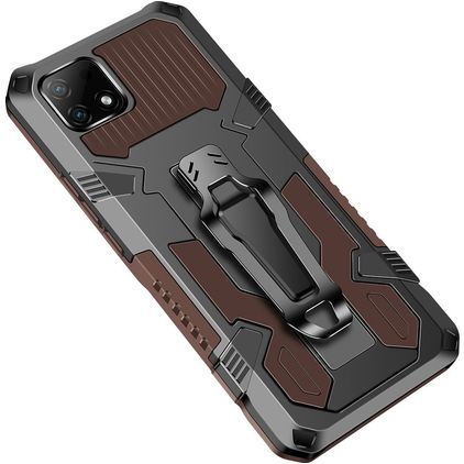 Mobigear Armor Stand Coque Realme C21 Coque arrière Rigide Anti-Chocs avec Support Amovible - Marron