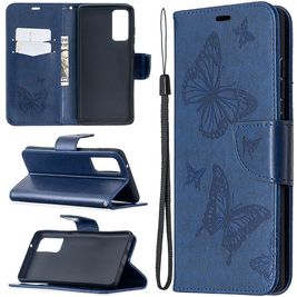 Mobigear Butterfly Housse Samsung Galaxy S21 Etui Porte-Monnaie - Bleu
