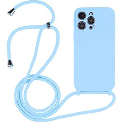 Mobigear Lanyard iPhone 14 Pro Coque avec cordon en Silicone - Baby Blue