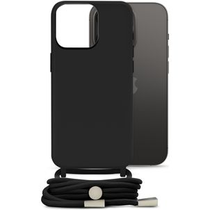 Mobilize Lanyard Gelly iPhone 14 Pro Coque avec cordon en TPU Souple - Noir