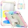 Mobigear SureGrip Xtreme Coque iPad 10 (2022) Coque arrière en Plastique rigide,Silicone + Bandoulière + Support Amovible - Rainbow