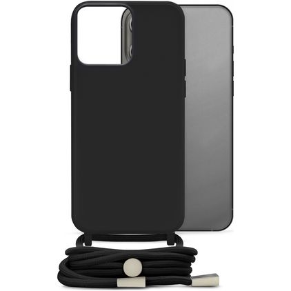 Mobilize Lanyard Gelly iPhone 13 Pro Coque avec cordon en TPU Souple - Noir