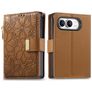 Mobigear Flowers Housse iPhone Duo Etui Porte-Monnaie - Marron