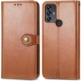 Mobigear Snap Button Housse TCL 305 Etui Porte-Monnaie - Marron