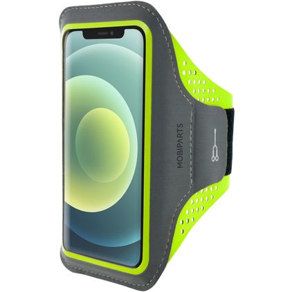 Mobiparts Comfort Fit Brassard Téléphone iPhone 12 Brassard Coque de Sport en Neoprène - Neon Green