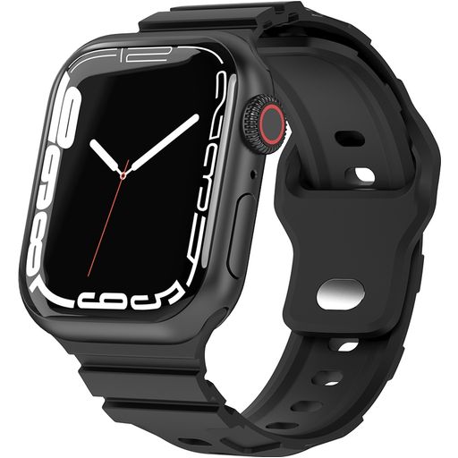 Mobigear Sport Armor Bracelet Silicone Apple Watch Fermeture à clou et passant - 42/41/40/38 mm - Noir