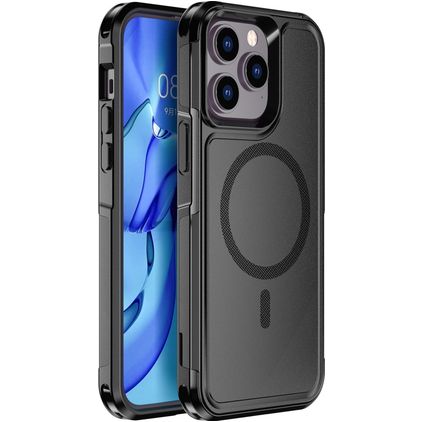 Mobigear Traveller Coque iPhone 14 Pro Max MagSafe Coque arrière Rigide Anti-Chocs - Noir